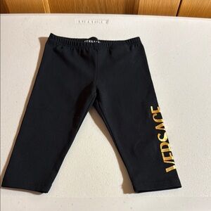 Versace Kids Black Leggings with Gold Logo